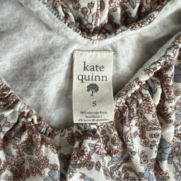 Kate Quinn Ditsy Floral Ruffled V Neck Ruched Sleeveless Top M - Picture 6 of 10